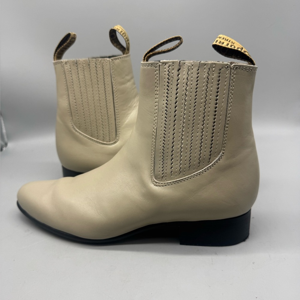 El Besserro Men's Botin Charro Short Ankle Boots Genuine Leather Color Bone 9.5